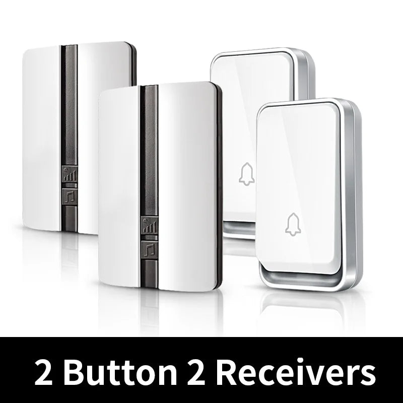 Wireless Doorbell Self-Powered No Battery Waterproof IP44 Wide Voltage 110-240V Global Plugs Long Range Remote Control CE