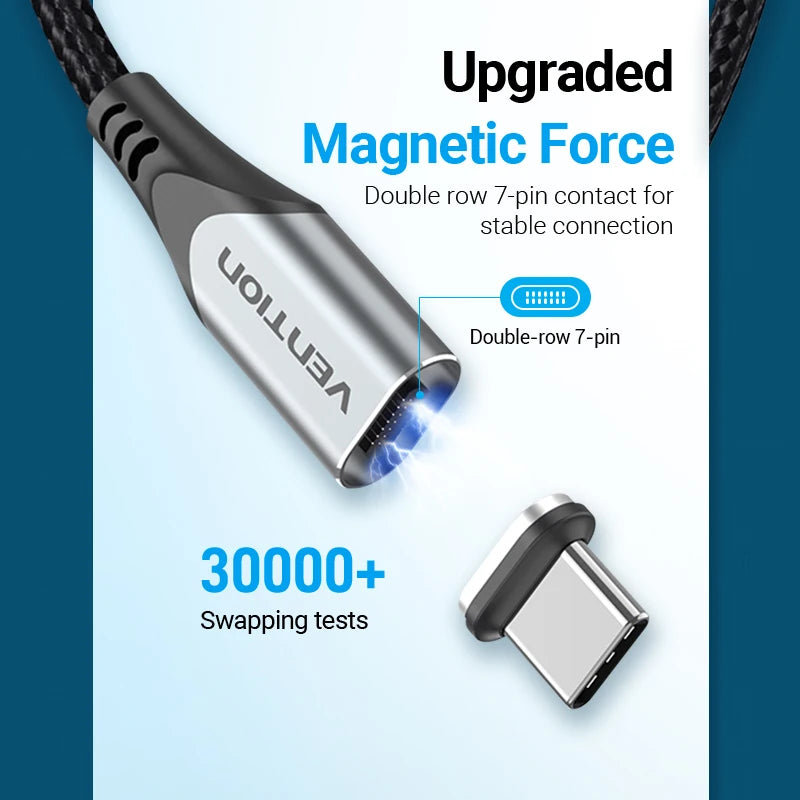 Vention Magnetic Charge Cable 3A Fast Charging Micro USB Cable Magnet USB Type C Charging Data Wire for Mobile Phone USB Cord