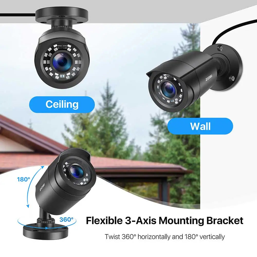 ZOSI 2.0MP 1080p Outdoor Indoor Security Camera 4-in-1 TVI/CVI/AHD/CVBS CCTV Camera for Analog Home Surveillance DVR System