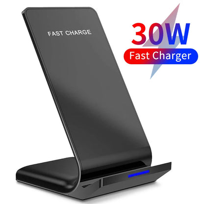 30W Qi Wireless Charger Stand Fast Charging Dock Station For Samsung S20 S10 Xiaomi iPhone 12 11 Pro X XS Max XR 8 Phone Holder