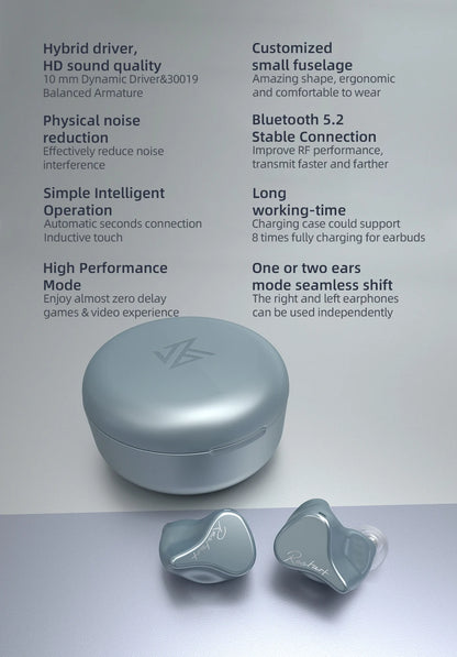 KZ SKS 1BA+1DD TWS Earphones Bluetooth 5.2 Hybrid Game Earbuds True Wireless Touch Control Noise Cancelling Sport Headset S2 S1