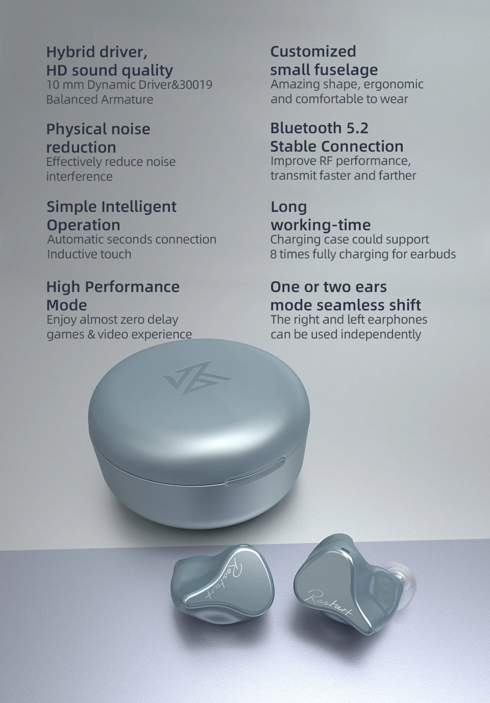 KZ SKS 1BA+1DD TWS Earphones Bluetooth 5.2 Hybrid Game Earbuds True Wireless Touch Control Noise Cancelling Sport Headset S2 S1