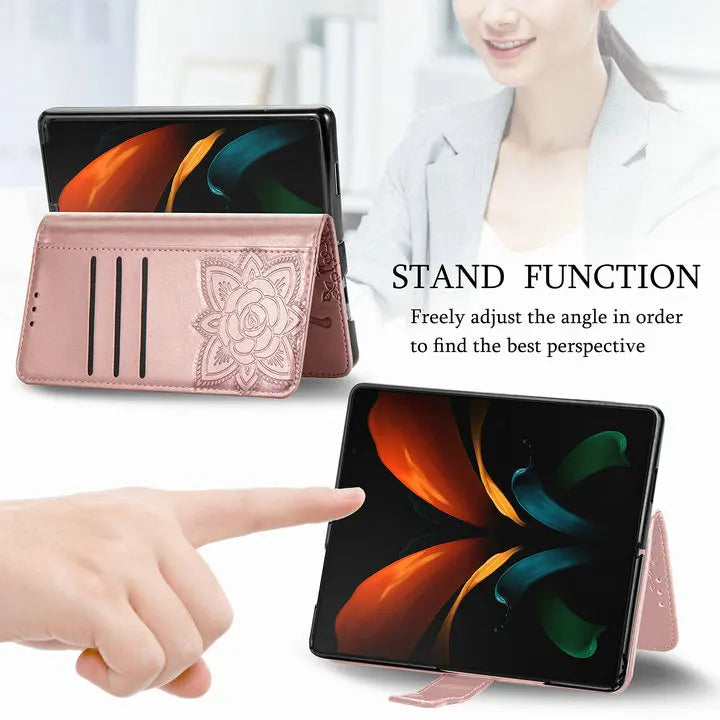 Butterfly Leather Etui for Coque Samsung Z Fold 8 Ultra 4 2 Fold5 Fold6 7 Flip Case Samsung Galaxy Z Fold 5 6 Wallet Cover Funda