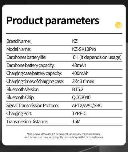 KZ SK10 Pro TWS Earphones Bluetooth Wireless Hybrid HiFi Game Earbuds Noise Cancelling Sport Monitor Headset Z3 SKS S2 Z1PRO
