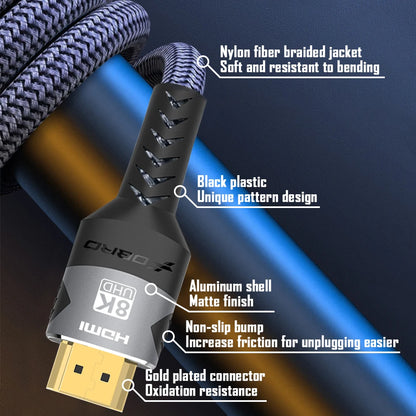 8K HDMI-Compatible Cable 4K@120Hz 8K@60Hz HDMI 2.1 Cable 48Gbps Adapter For RTX 3080 EARC HDR Video Cable PC Laptop TV Box PS5