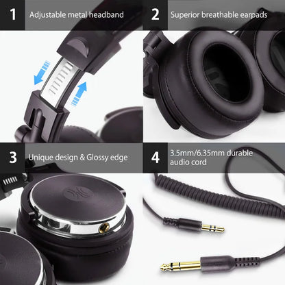 Oneodio Wired HiFi Headphones Professional Studio DJ Headphones With Mic Over Ear Hi-Res Headset Monitoring For AMP Guitar Phone