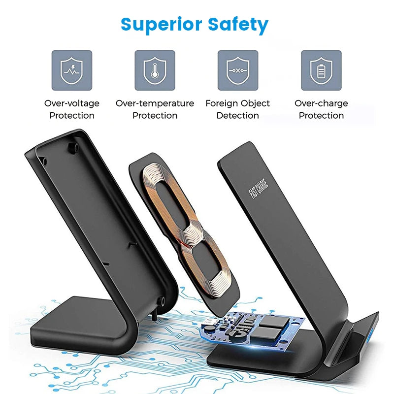 30W Qi Wireless Charger Stand Fast Charging Dock Station For Samsung S20 S10 Xiaomi iPhone 12 11 Pro X XS Max XR 8 Phone Holder