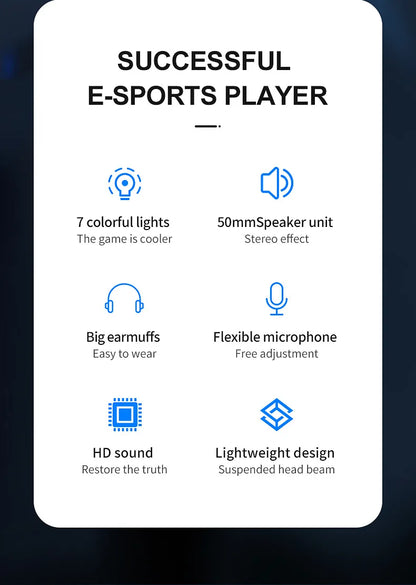 G58 G60 Gaming Headset 7.1 Stereo SVirtual Surround Bass Earphone Headphone with Mic LED Light for Computer PC Gamer Foldable