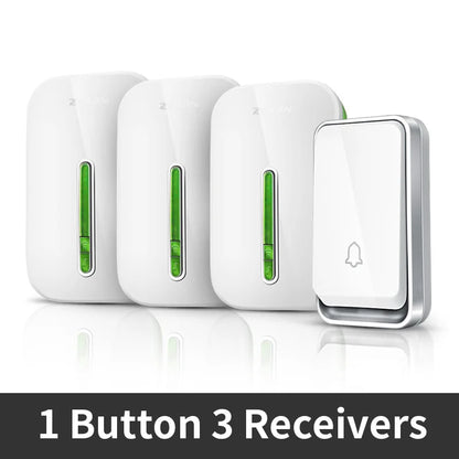 Self-Powered Wireless Doorbell No Battery Needed, 100dB Loud Chime, 120m Range, Waterproof (IP44), 52 Melodies