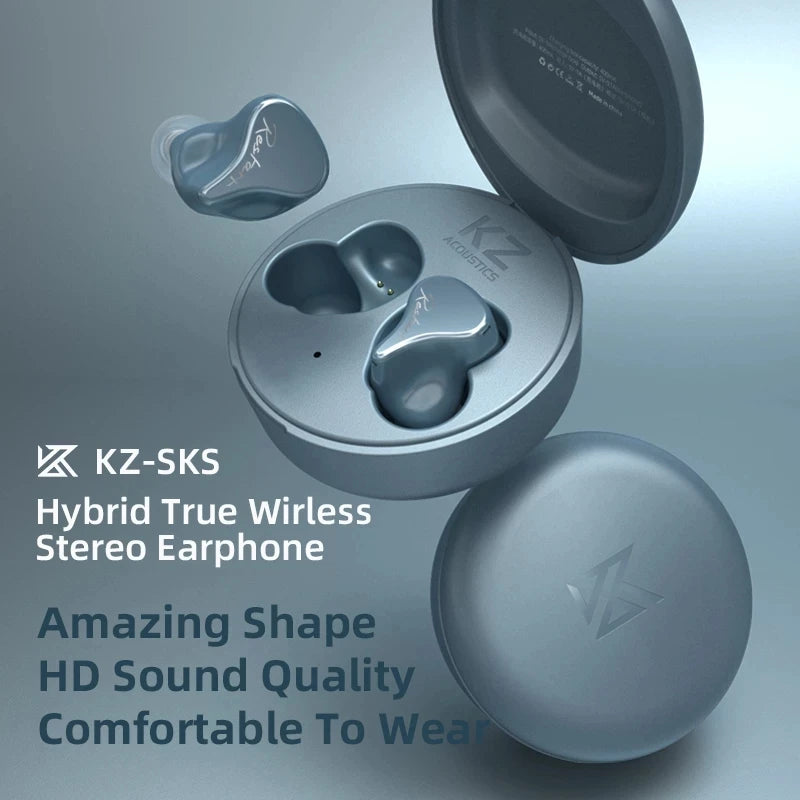 KZ SKS 1BA+1DD TWS Earphones Bluetooth 5.2 Hybrid Game Earbuds True Wireless Touch Control Noise Cancelling Sport Headset S2 S1