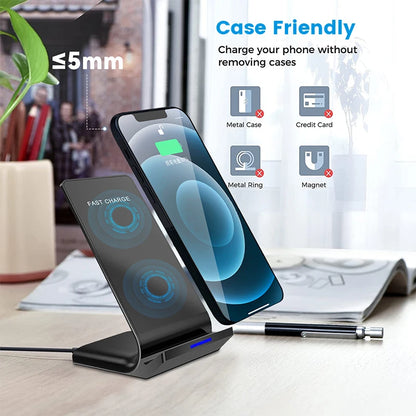 30W Qi Wireless Charger Stand Fast Charging Dock Station For Samsung S20 S10 Xiaomi iPhone 12 11 Pro X XS Max XR 8 Phone Holder