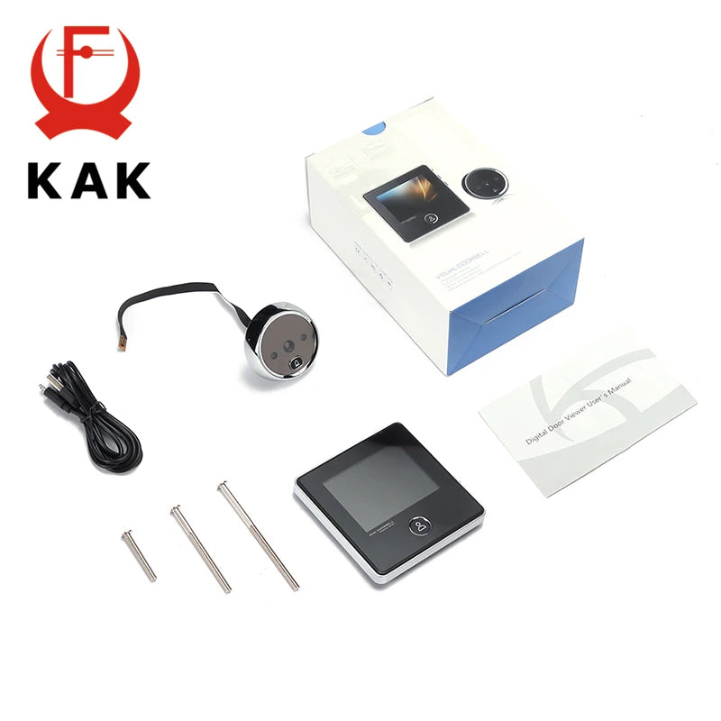KAK 2.8" LCD Screen Electronic Door Viewer Bell IR Night Door Camera Photo Recording Digital Door Viewer Smart Peephole Doorbell