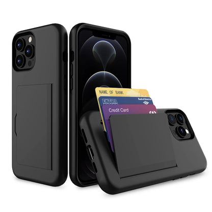 Case For iPhone 16 Pro Max 16Plus 16Pro 15 14 13 Wallet 3-Card Slot Credit Card Holder Case For iPhone 16 Pro Max Cover Coque