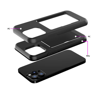 Case For iPhone 16 Pro Max 16Plus 16Pro 15 14 13 Wallet 3-Card Slot Credit Card Holder Case For iPhone 16 Pro Max Cover Coque