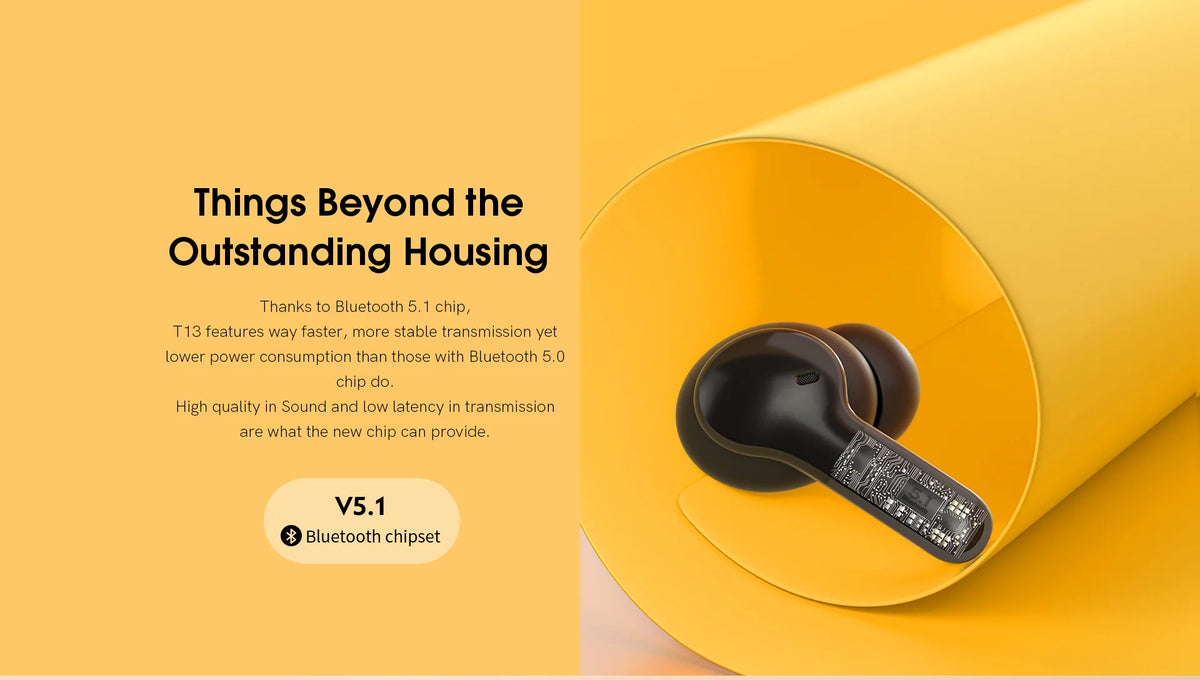 QCY T13 Wireless Bluetooth Earphone with 4 Mics ENC HD Call Headset V5.1 TWS Earphone Touch Control Earbuds Long Standby 40H