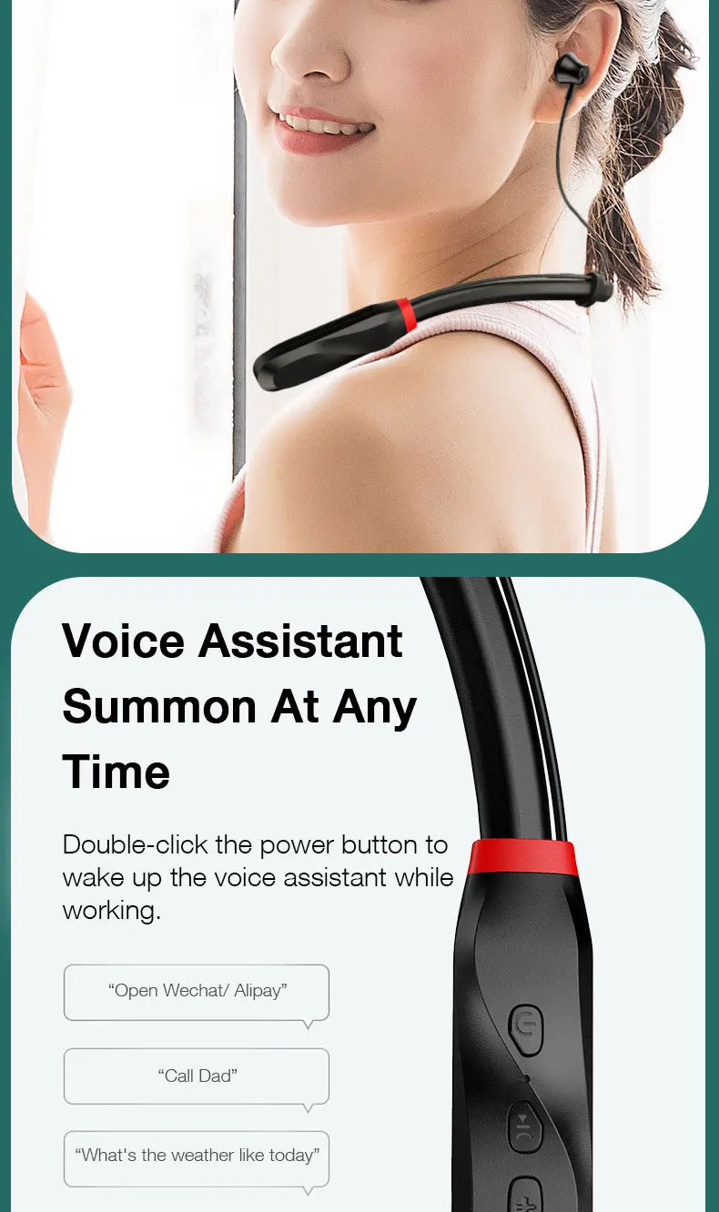 EARDECO 200 Hour Playback Bluetooth Headphone Bass Wireless Headphones Neckband Earphone with Mic Sport Music Headset Stereo