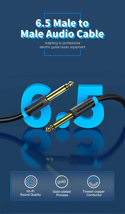 Vention Aux Guitar Cable 6.5 Jack 6.5mm to 6.5mm Audio Cable 6.35mm Aux Cable for Stereo Guitar Mixer Amplifier Speaker cablenew