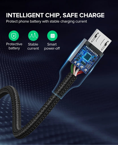 Ugreen Micro USB Cable 2A Nylon Fast Charging USB Cable for Samsung Xiaomi HTC USB Charger Data Cable Mobile Phone Cable