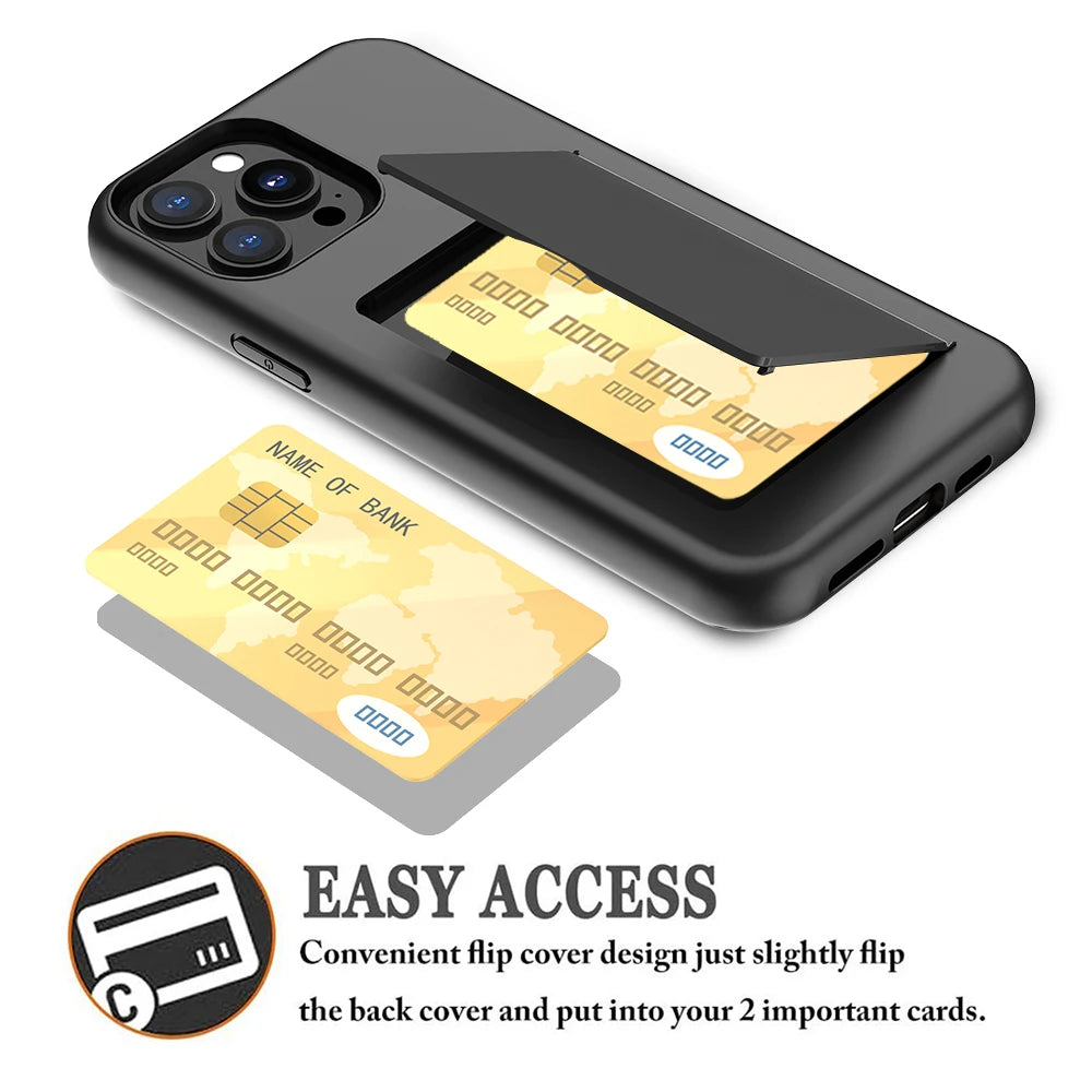 Case For iPhone 16 Pro Max 16Plus 16Pro 15 14 13 Wallet 3-Card Slot Credit Card Holder Case For iPhone 16 Pro Max Cover Coque
