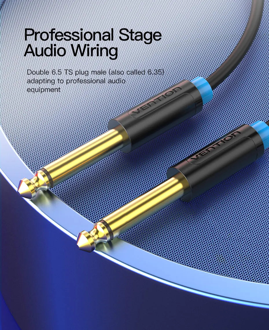 Vention Aux Guitar Cable 6.5 Jack 6.5mm to 6.5mm Audio Cable 6.35mm Aux Cable for Stereo Guitar Mixer Amplifier Speaker cablenew