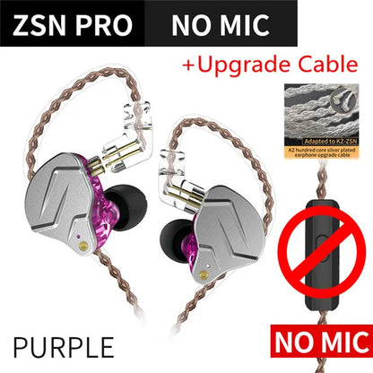 KZ ZSN PRO 1BA+1DD Hybrid technology HIFI Metal In Ear Earphones Bass Earbud Sport Noise Cancelling Headset ZST X AS10 ZS10 ST1