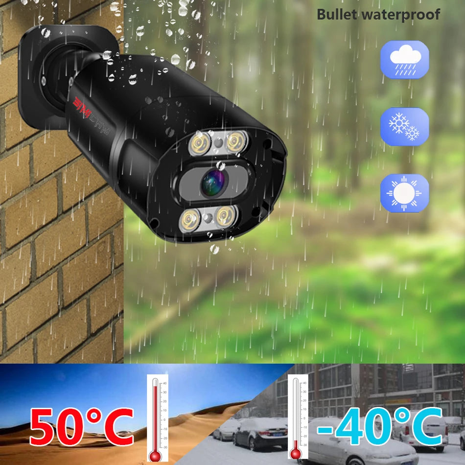 HD 4K 8MP PoE IP Camera Metal CCTV Security Street Outdoor Indoor Onvif Double Light Human Detection Color Full Night Vision Cam