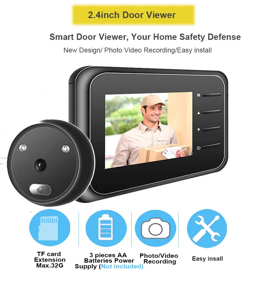 Video Peephole Doorbell Camera Video-eye Auto Record Electronic Ring Night View Digital Door Viewer Entry Home Security