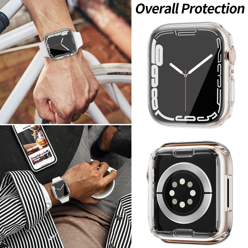 Screen Protector for Apple Watch Case 45mm 41mm 44MM 40MM 42mm 38MM Full TPU Bumper Cover Accessories iWatch Series 9 8 7 SE 6 3
