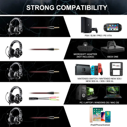 Oneodio A71M Gaming Headset Studio DJ Headphones Stereo Over Ear Wired Headphone With Boom Microphone For PC PS4 Xbox One Gamer