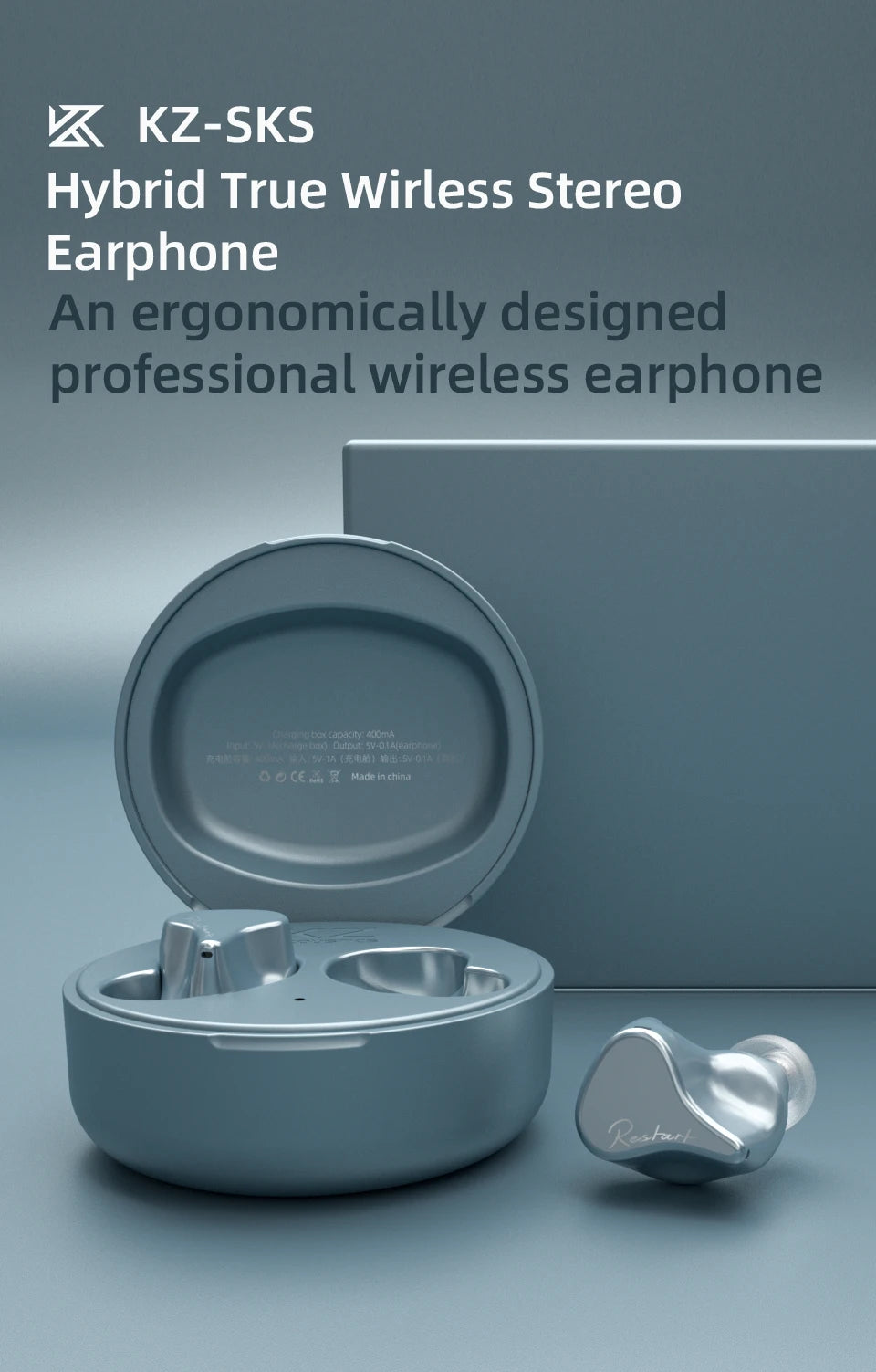 KZ SKS 1BA+1DD TWS Earphones Bluetooth 5.2 Hybrid Game Earbuds True Wireless Touch Control Noise Cancelling Sport Headset S2 S1