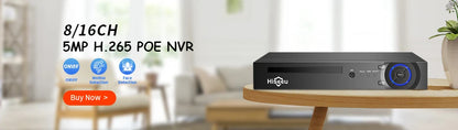 Hiseeu 5MP Audio IP Security Surveillance Camera POE H.265 Outdoor Waterproof IP66 CCTV Camera P2P Video Home for POE NVR