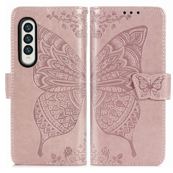 Butterfly Leather Etui for Coque Samsung Z Fold 8 Ultra 4 2 Fold5 Fold6 7 Flip Case Samsung Galaxy Z Fold 5 6 Wallet Cover Funda