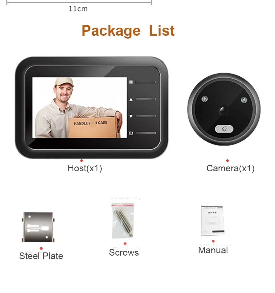 Video Peephole Doorbell Camera Video-eye Auto Record Electronic Ring Night View Digital Door Viewer Entry Home Security