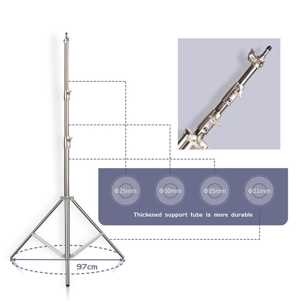 Super Stable Stainless Steel Big Tripod 2.8M Foldable Lighting Stand Tripod Photography For Fill Spot Light Softbox Photo Studio