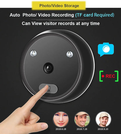 Video Peephole Doorbell Camera Video-eye Auto Record Electronic Ring Night View Digital Door Viewer Entry Home Security