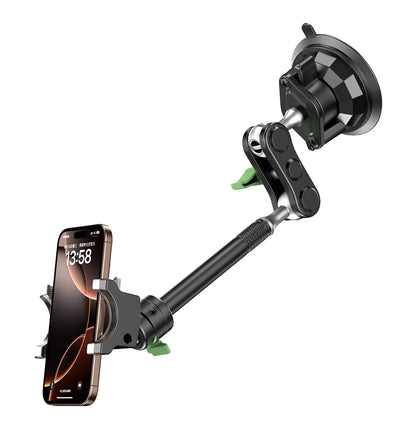 Universal Metal Car Phone Mount, 360° Rotation for Windshield/Dashboard, Suction Cup Holder for IPhone Samsung All Smartphones