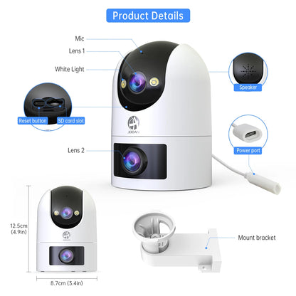 Jooan WiFi Surveillance Camera Dual Lens 4K 8MP HD Outdoor IP Camera AI Tracking Security Protection Wireless Smart Baby Monitor