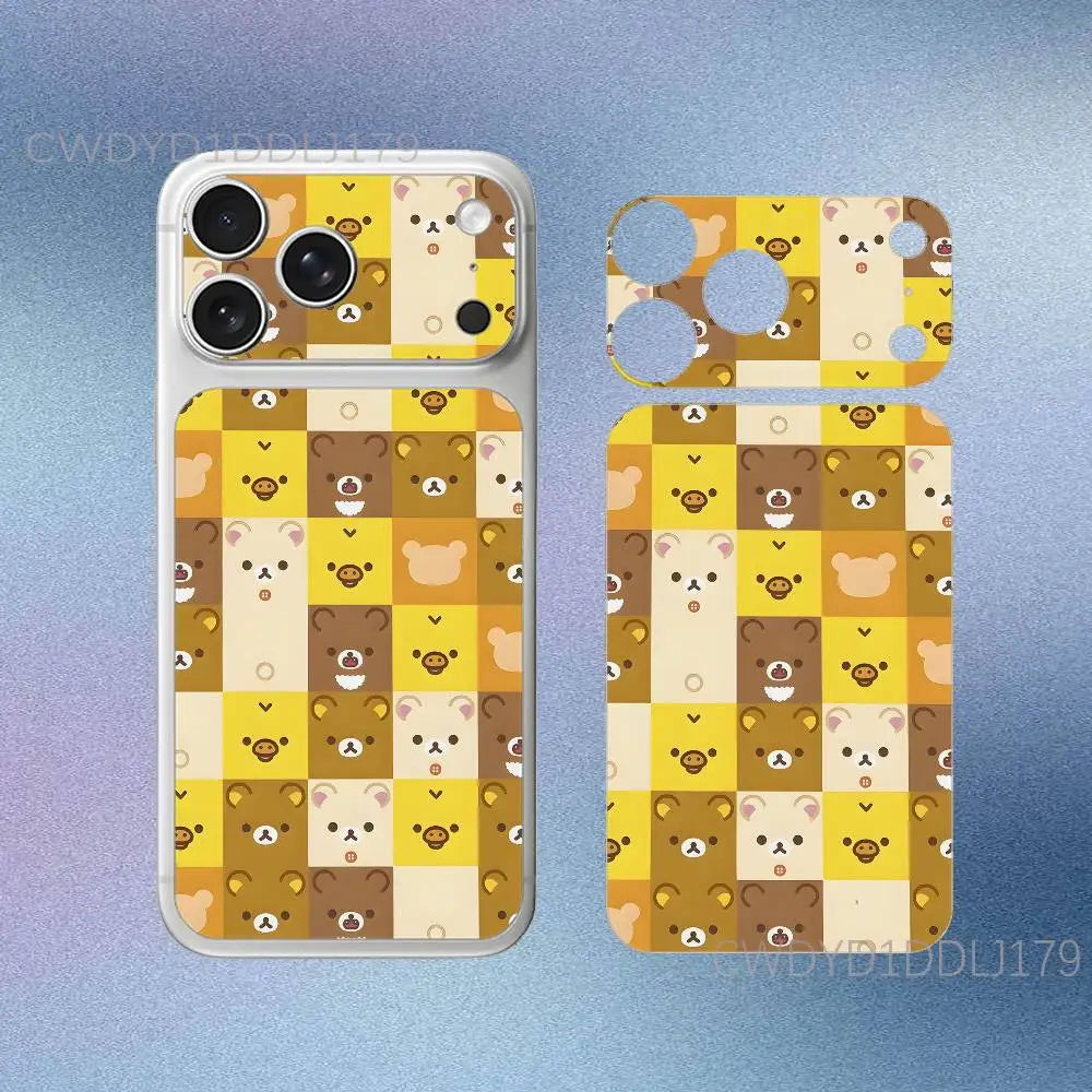 Cute R-Rilakkuma Bear For iPhone 17 Pro 17 Pro Max Full Body Back Cover Decal Skin 3D Colorful Rear Protective Sticker Film