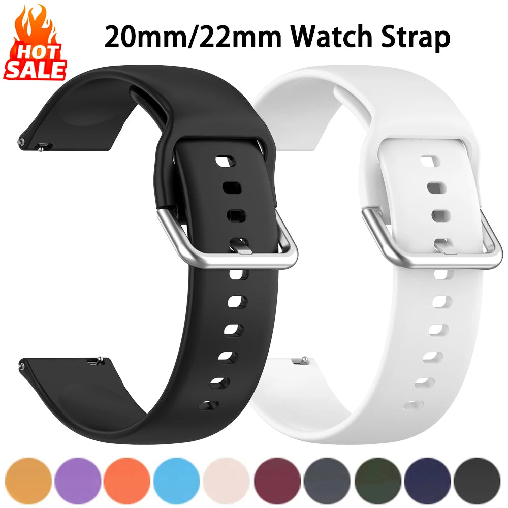 Silicone Strap For Amazfit bip 6 5 3/u pro 20mm/22mm Watch Sport Bracelet Amazfit GTS 2/4/3/GTS 2/4 Mini/GTR 4/2/2e Series band