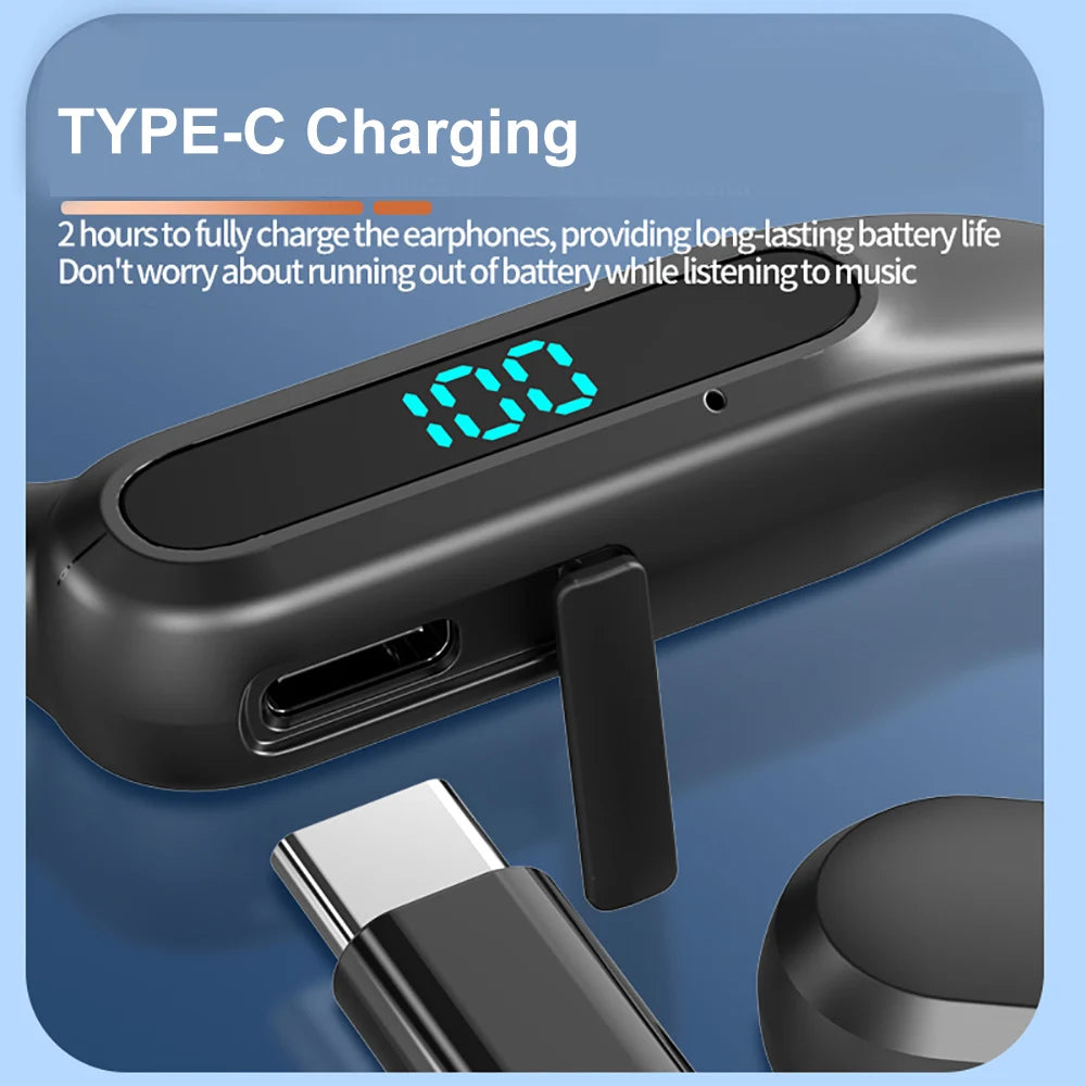 KEBIDUMEI Open Ear Bluetooth 6.0 Headphones Neckband Headsets TWS Wireless Earphones Sport HiFi Stereo Noise Reduction Earbuds