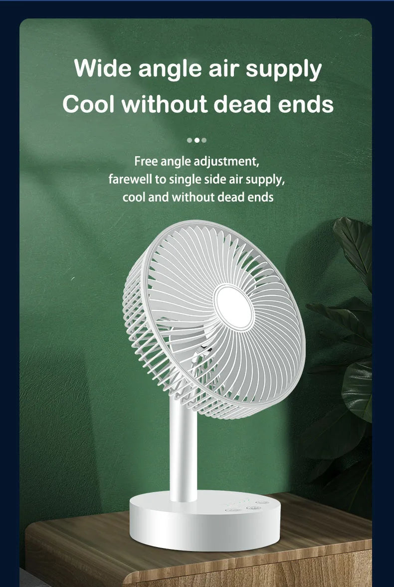 3600mAh USB Desk Fan 4 Speed Adjustable Desktop Table Fan with Strong Wind Quiet Portable Kipas USB Oscillating Fan