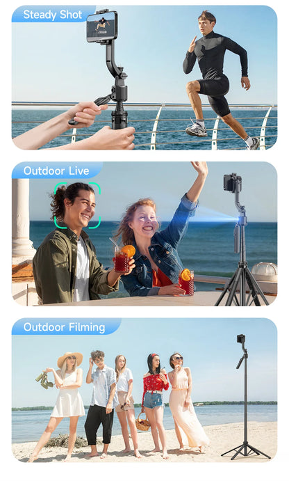 FANGTUOSI 360 Rotation Gimbal Stabilizer ,Selfie Stick Tripod for Smartphone Camera With Bluetooth shutter Stabilizer for Live