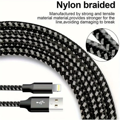 LAIHONEN MFi Certified 1PC/3PCS 10FT USB‑A to Lightning Cable Fast Charging Data Cord for iPhone 14 13 12 X XR
