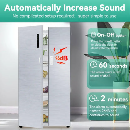 Magnetic Security Sensor Refrigerator Door Alarm Windows Open Alarms 60 Seconds Delay Loud 96 DB for Home, Store, Office