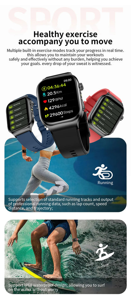 2026 New Accurate Diagnosis Smart Watch Body Fat ECG Blood oxygen BP Health Sport HD AMOLED Screen Call Smart Watches man woman