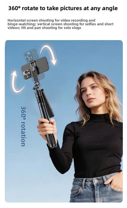 AI Face Tracking Selfie Stick Gimbal Stabilizer, Bluetooth Extendable Phone Tripod with 4-Axis Anti-Shake, Fill Light, Smart Aut