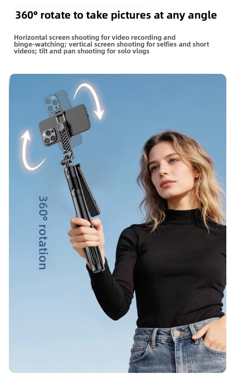 AI Face Tracking Selfie Stick Gimbal Stabilizer, Bluetooth Extendable Phone Tripod with 4-Axis Anti-Shake, Fill Light, Smart Aut