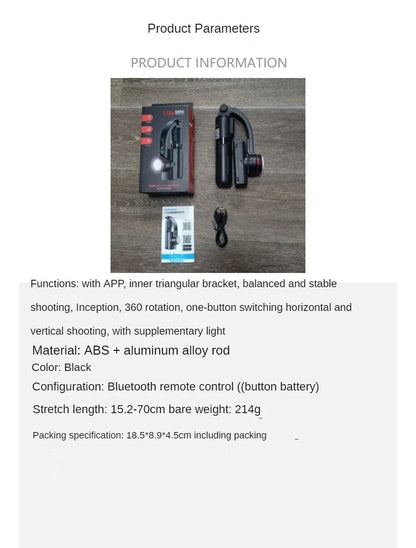 Mobile gimbal Stabilizer Foldable with Tripod Stand, Anti-Shake Function and Phone Holder for Live Streaming and Selfie Stick