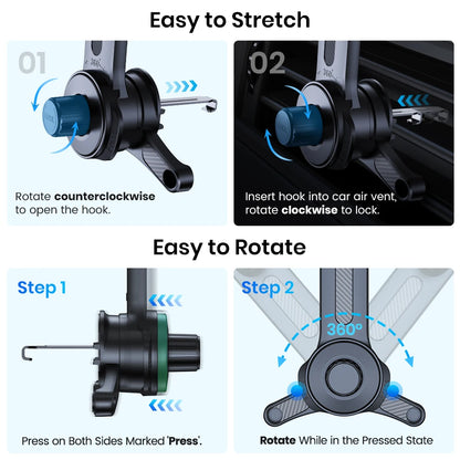 TOPK Car Phone Holder Air Vent Mount for Big Phones Thick Case Friendly iPhone 15 14 13 Pro Max Samsung S24 S23 Ultra Heavy Duty