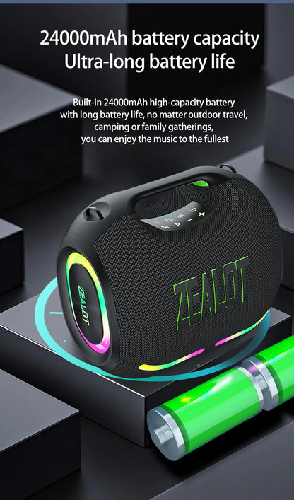 ZEALOT-ZE01 Wireless Bluetooth Speaker 120W TWS Subwoofer Bluetooth Speaker High Volume Waterproof Portable Power Bank HIFI Sound Quality Good-Looking Blue Speaker Long Battery Life
